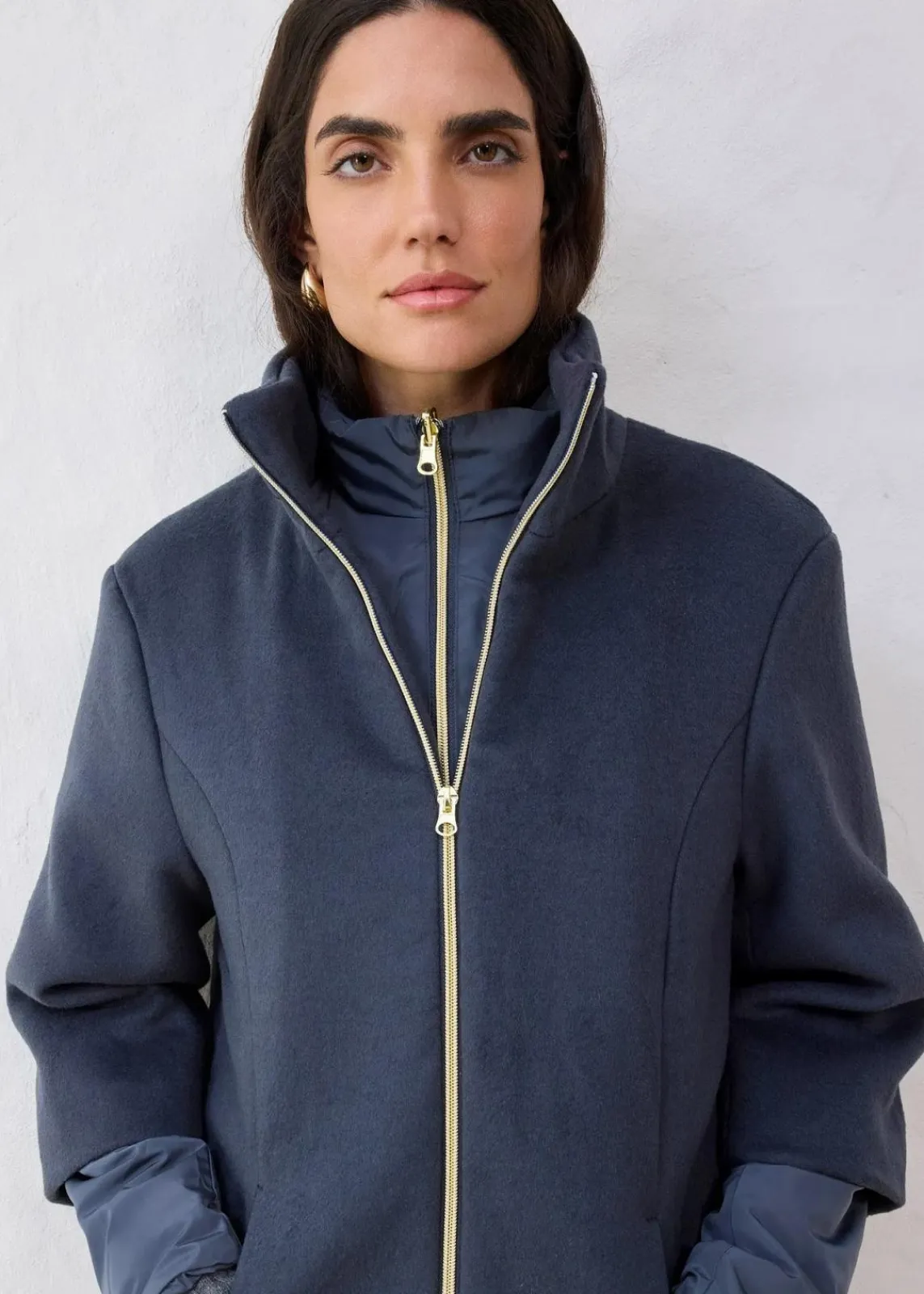 bonprix Jacken & Mäntel|Bekleidung·Hosen^Wollmantel mit Daunen-Innenjacke (2tlg. Set) nachtblau