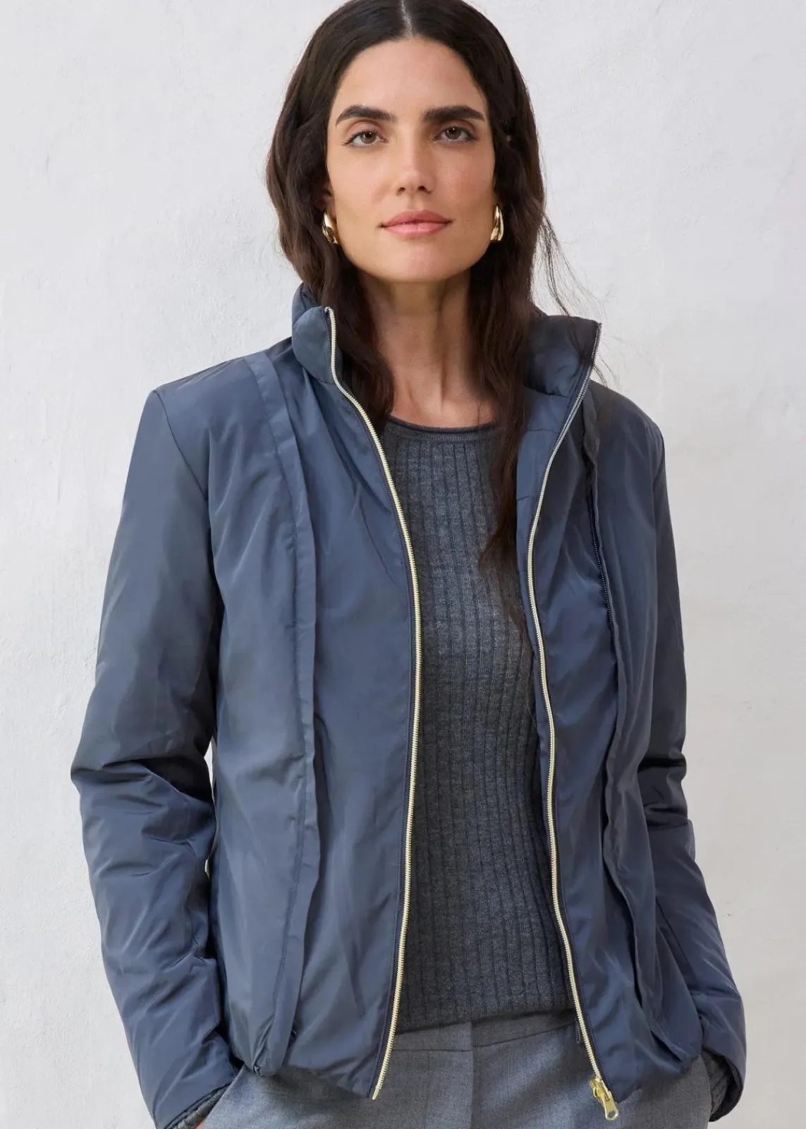 bonprix Jacken & Mäntel|Bekleidung·Hosen^Wollmantel mit Daunen-Innenjacke (2tlg. Set) nachtblau