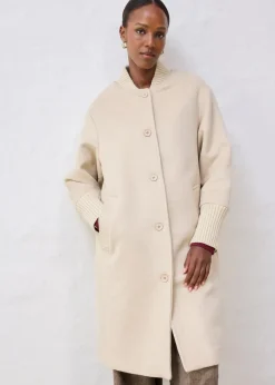 bonprix Bekleidung·Hosen|Jacken & Mäntel^Wollmantel mit Strickbesatz hellsand