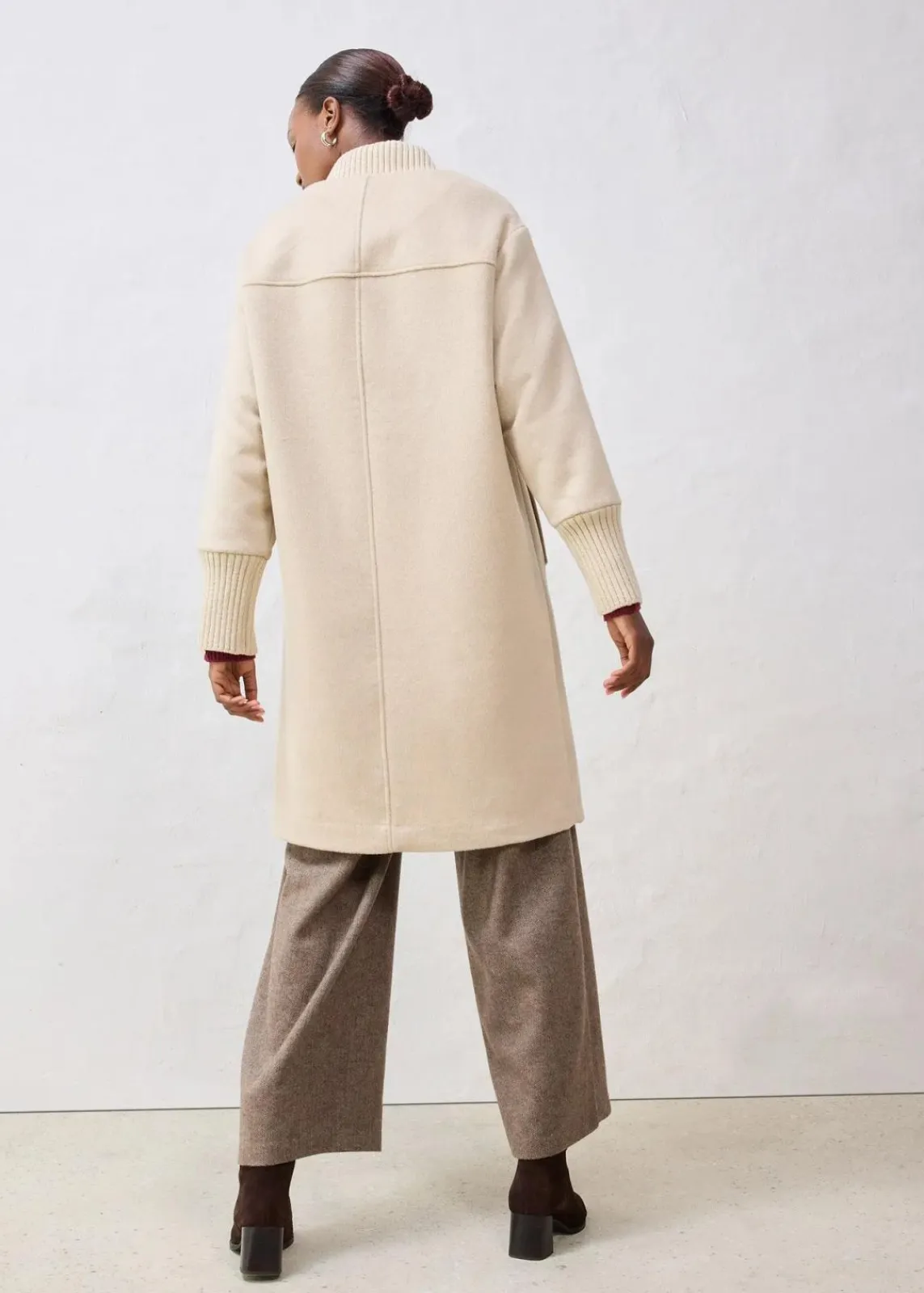 bonprix Bekleidung·Hosen|Jacken & Mäntel^Wollmantel mit Strickbesatz hellsand