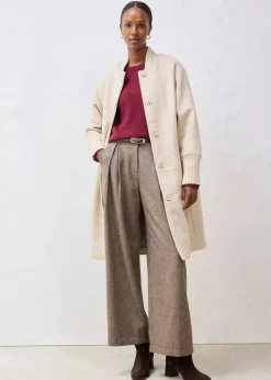 bonprix Bekleidung·Hosen|Jacken & Mäntel^Wollmantel mit Strickbesatz hellsand