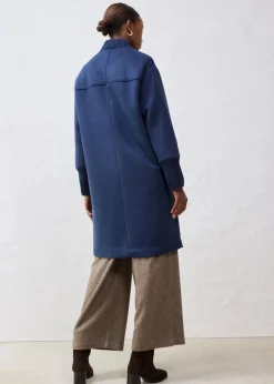 bonprix Jacken & Mäntel|Bekleidung·Hosen^Wollmantel mit Strickbesatz dunkelblau