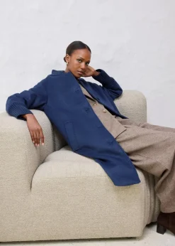 bonprix Jacken & Mäntel|Bekleidung·Hosen^Wollmantel mit Strickbesatz dunkelblau