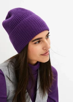 bonprix Mützen, Caps & Hüte|Nachhaltigere Materialien^Wollmütze mit Good Cashmere Standard®-Anteil tieflila