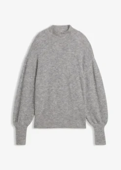 bonprix Pullover & Strickjacken|Strickmode^Wollpullover mit Alpakawolle hellgrau meliert