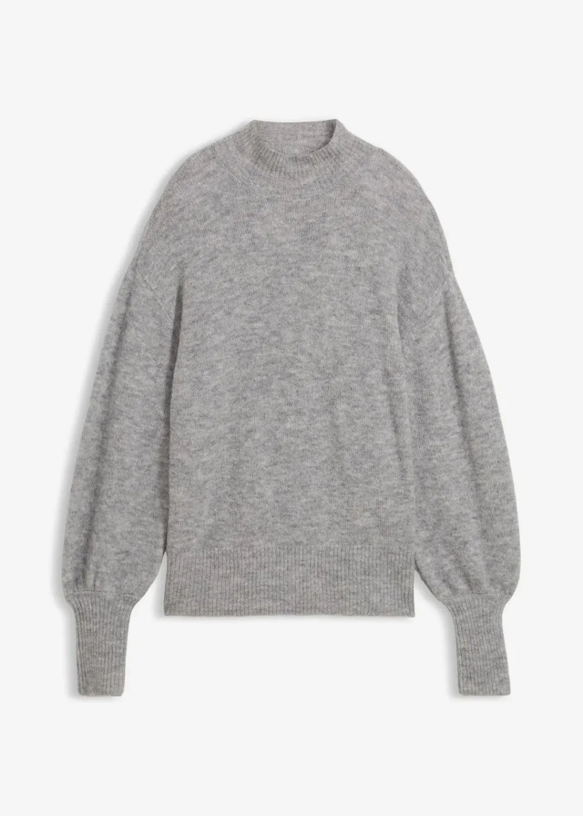 bonprix Pullover & Strickjacken|Strickmode^Wollpullover mit Alpakawolle hellgrau meliert
