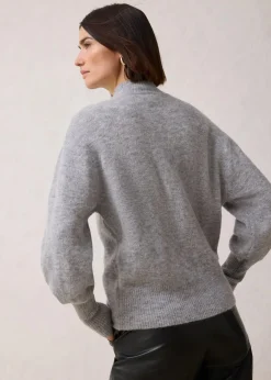 bonprix Pullover & Strickjacken|Strickmode^Wollpullover mit Alpakawolle hellgrau meliert