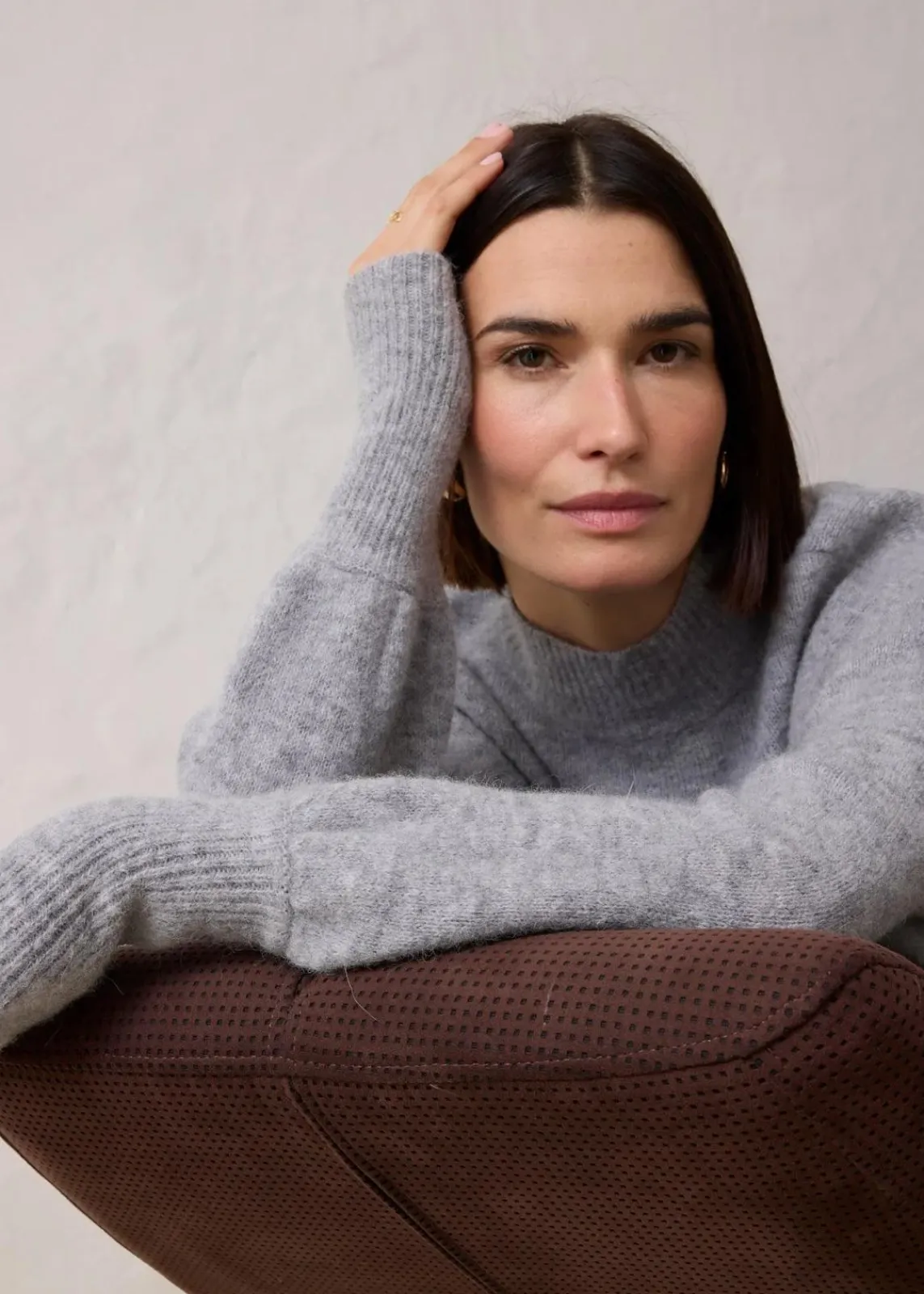 bonprix Pullover & Strickjacken|Strickmode^Wollpullover mit Alpakawolle hellgrau meliert