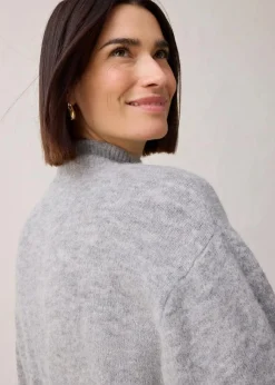 bonprix Pullover & Strickjacken|Strickmode^Wollpullover mit Alpakawolle hellgrau meliert