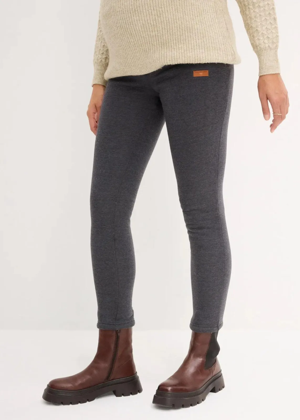 bonprix Bekleidung·Blazer|Umstandsmode^Wärmende Umstands-Leggings mit Teddyfutter anthrazit meliert/wollweiß