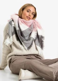 bonprix Schals & Tücher|Schuhe & Accessoires In Spezialgrößen·Tücher & Ponchos^XXL-Tuch grau/rosa/creme kariert