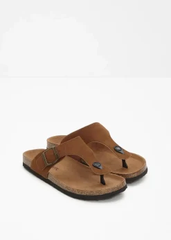 bonprix Sommerschuhe^Zehenstegpantoletten mit dekorativer Schnalle braun