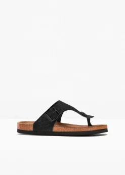 bonprix Strandmode|Sommerschuhe^Zehenstegpantoletten mit Glitzer schwarz