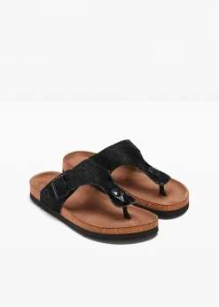 bonprix Strandmode|Sommerschuhe^Zehenstegpantoletten mit Glitzer schwarz