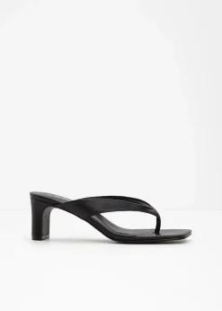 bonprix Sommerschuhe^Zehenstegpantoletten mit Blockabsatz schwarz