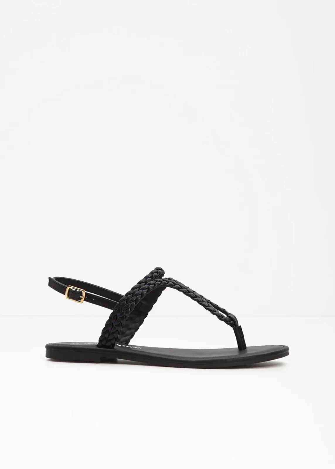 bonprix Sommerschuhe|Strandmode^Zehenstegsandalen in Flecht-Optik schwarz