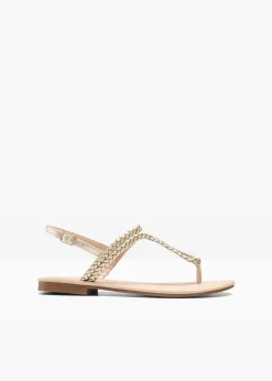 bonprix Strandmode|Sommerschuhe^Zehenstegsandalen in Flecht-Optik gold