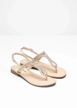 bonprix Strandmode|Sommerschuhe^Zehenstegsandalen in Flecht-Optik gold