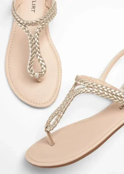 bonprix Strandmode|Sommerschuhe^Zehenstegsandalen in Flecht-Optik gold