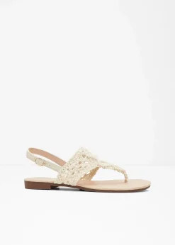 bonprix Strandmode|Sommerschuhe^Zehenstegsandalen in Makramee-Optik natur