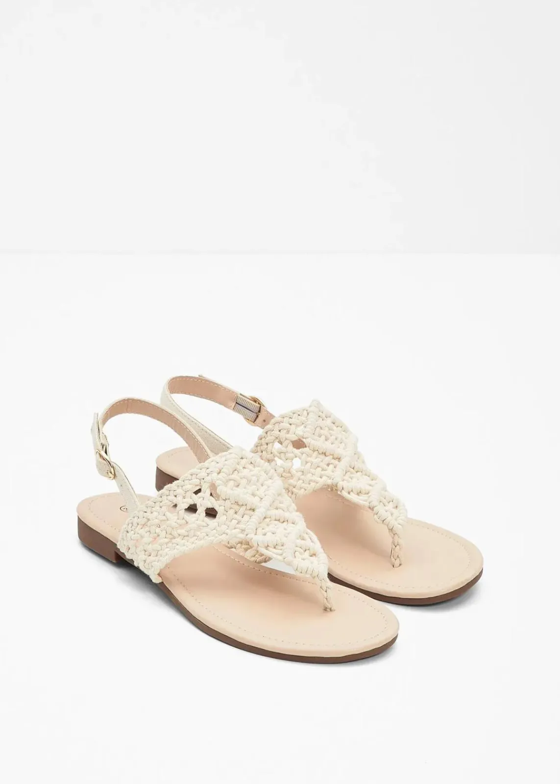 bonprix Strandmode|Sommerschuhe^Zehenstegsandalen in Makramee-Optik natur
