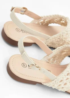 bonprix Strandmode|Sommerschuhe^Zehenstegsandalen in Makramee-Optik natur