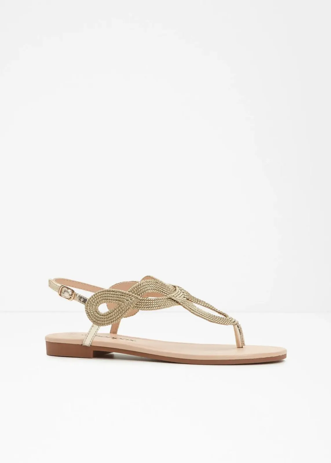 bonprix Strandmode|Sommerschuhe^Zehenstegsandalen in Metallic-Optik gold metallic