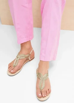 bonprix Strandmode|Sommerschuhe^Zehenstegsandalen in Metallic-Optik gold metallic