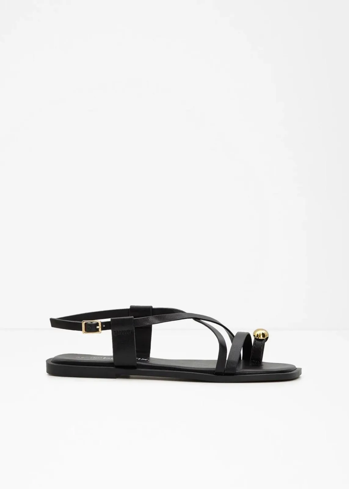 bonprix Sommerschuhe^Zehenstegsandalen mit Metallic-Detail schwarz