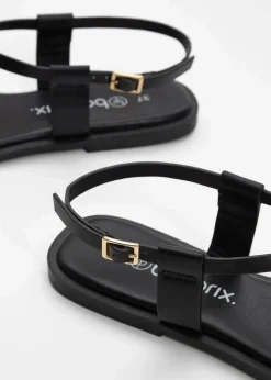 bonprix Sommerschuhe^Zehenstegsandalen mit Metallic-Detail schwarz