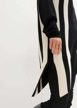 bonprix Bekleidung·Umstandsmode|Bekleidung·Jeans^Zipfel Long-Pullover schwarz/kieselbeige gestreift