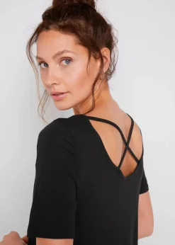 bonprix Shirts & Tops|Nachhaltigere Materialien^Zipfel Longshirt, kurzarm schwarz