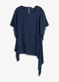 bonprix Festliche Mode|Blusen & Tuniken^Zipfelbluse im Lagen-Look dunkelblau
