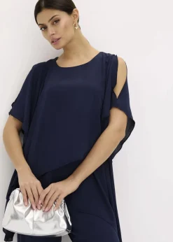 bonprix Festliche Mode|Blusen & Tuniken^Zipfelbluse im Lagen-Look dunkelblau