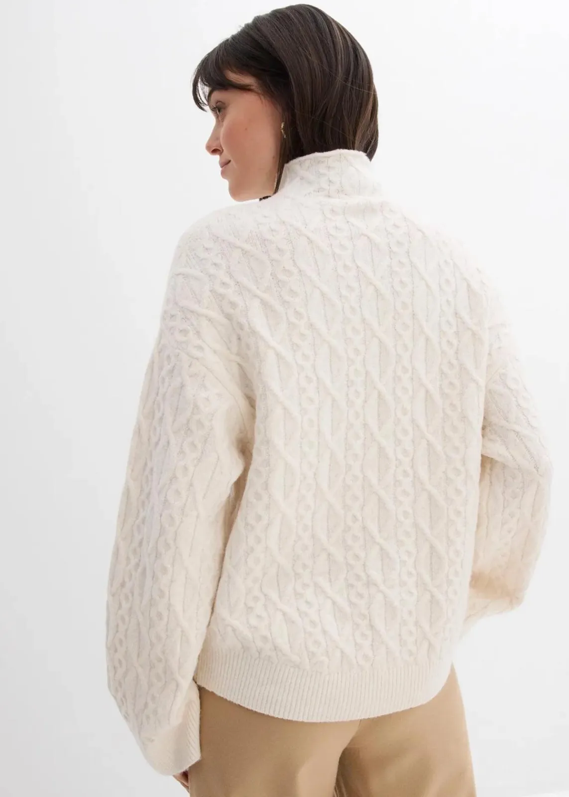 bonprix Bekleidung·Umstandsmode|Bekleidung·Jeans^Zopfstrick Pullover perlweiß meliert