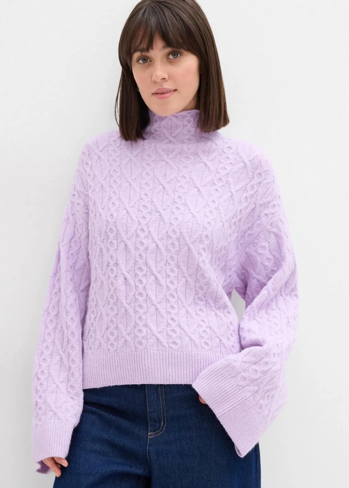 bonprix Bekleidung·Umstandsmode|Bekleidung·Jeans^Zopfstrick Pullover zartflieder meliert