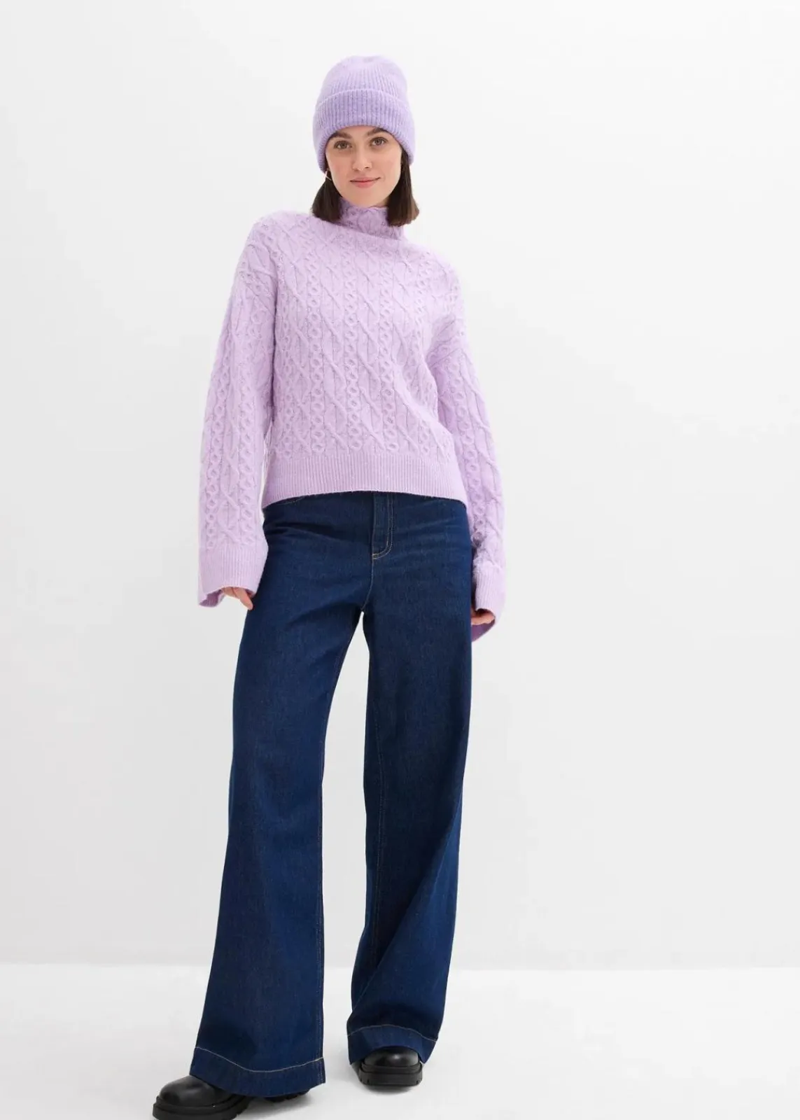 bonprix Bekleidung·Umstandsmode|Bekleidung·Jeans^Zopfstrick Pullover zartflieder meliert