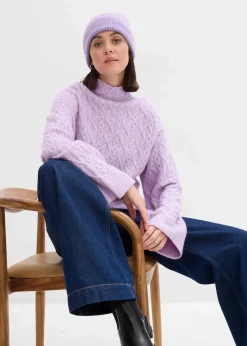 bonprix Bekleidung·Umstandsmode|Bekleidung·Jeans^Zopfstrick Pullover zartflieder meliert
