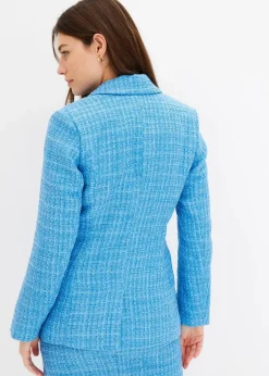 bonprix Bekleidung·Basics|Blazer^zweireihiger Bouclé-Blazer brilliantblau meliert